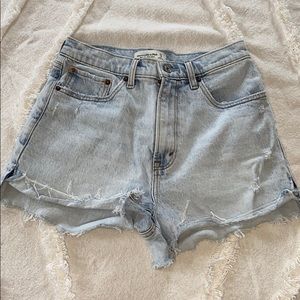 Abercrombie high-rise curve love mom jean shorts